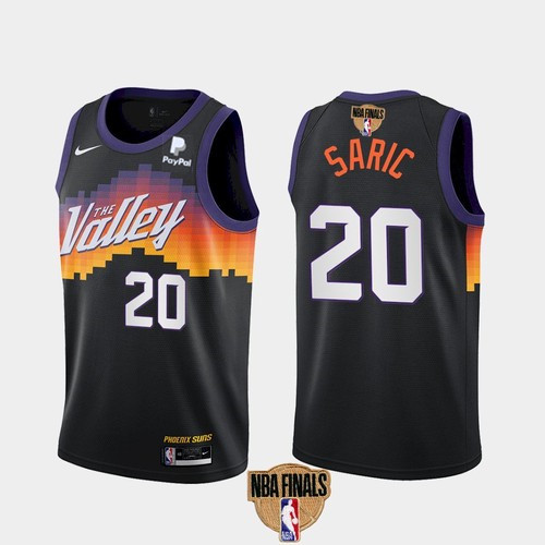 Men's Phoenix Suns #20 Dario Saric 2021 Black NBA Finals City Edition Stitched NBA Jersey - Click Image to Close